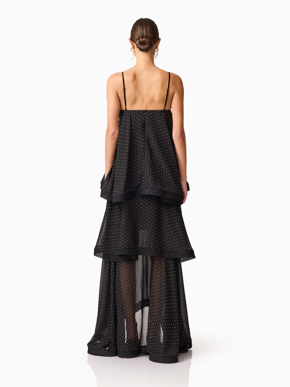 NEW Elliat Moss Tiered Embellished Gown in Black Size S - Picture 12 of 16